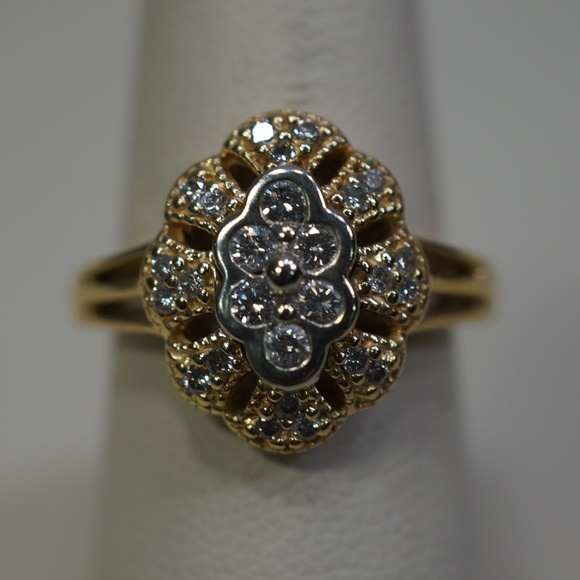 Jewelry - 14K Two Tone Gold Genuine Diamond Ring